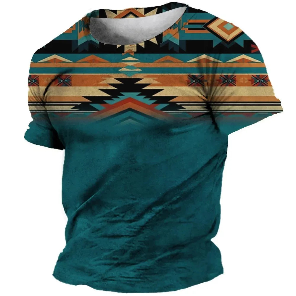 African Print Hip Hop Round Neck Short-Sleeve T-Shirt