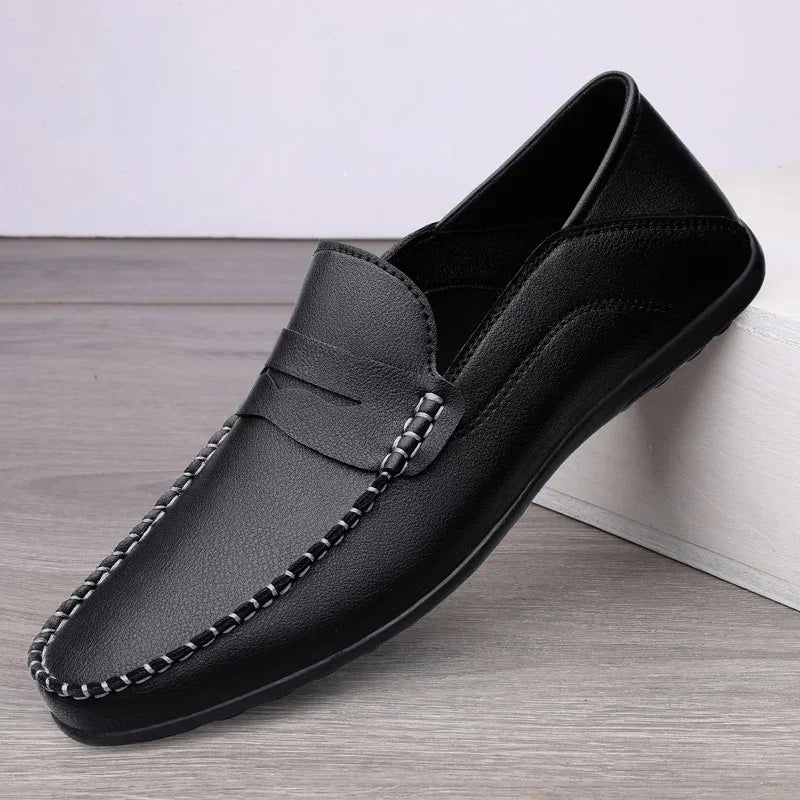 Versatile brown leather loafers for business casual and formal occasions