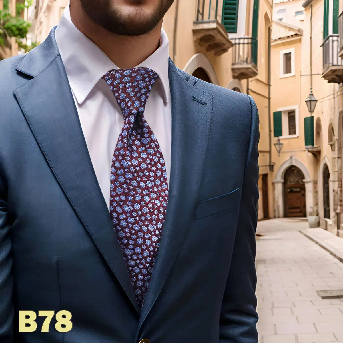 Bright yellow tie with unique jacquard design, perfect for making a statement.