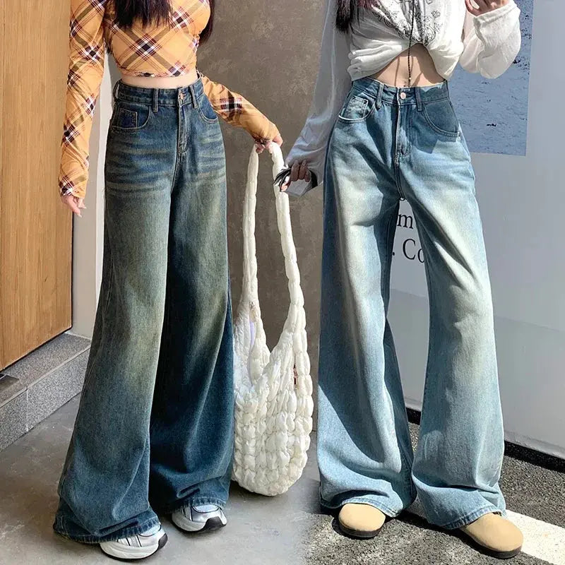 Sunset Hues Wide-Leg Jeans in soft cotton blend, perfect for autumn outings.