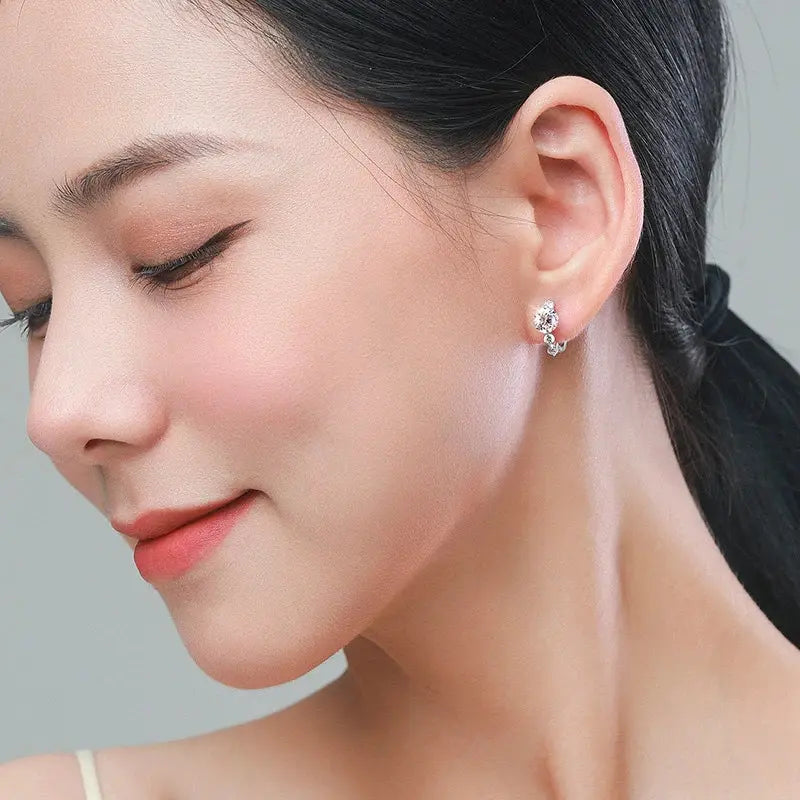 Elegant 925 sterling silver earrings with a minimalist design, perfect for everyday wear.
