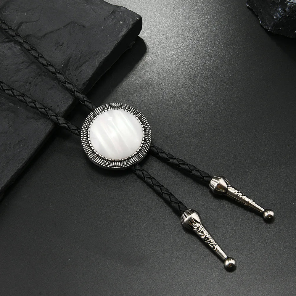 Stylish men's bolo tie featuring a luxurious faux fur detail.