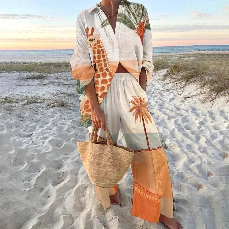 Stylish vacation wear: breezy two-piece set for warm days.
