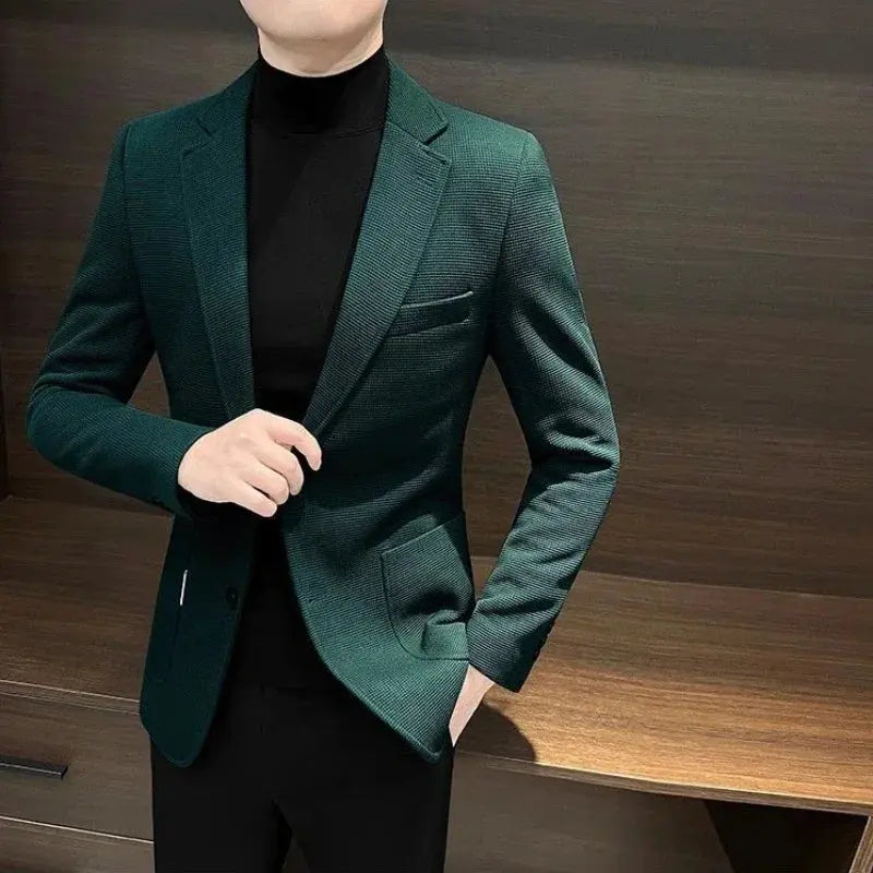 Close-up of the lightweight fabric of the Command the Room men's blazer, showcasing its soft texture.