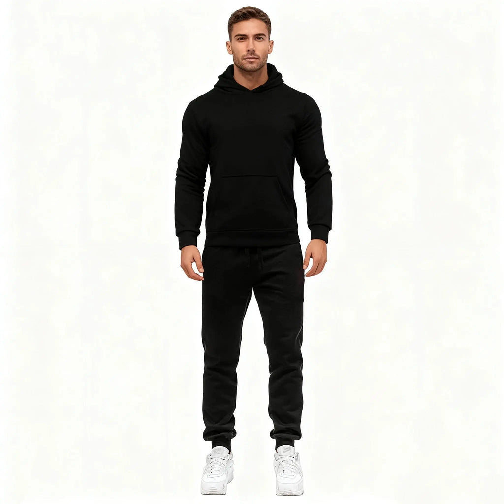 Men's seamless comfort tracksuit in navy blue, crafted from breathable polyester.