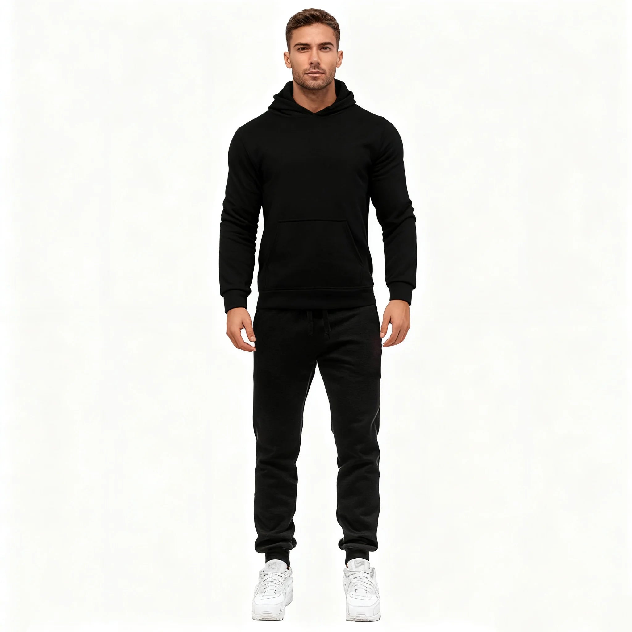 Men's seamless comfort tracksuit in navy blue, crafted from breathable polyester.