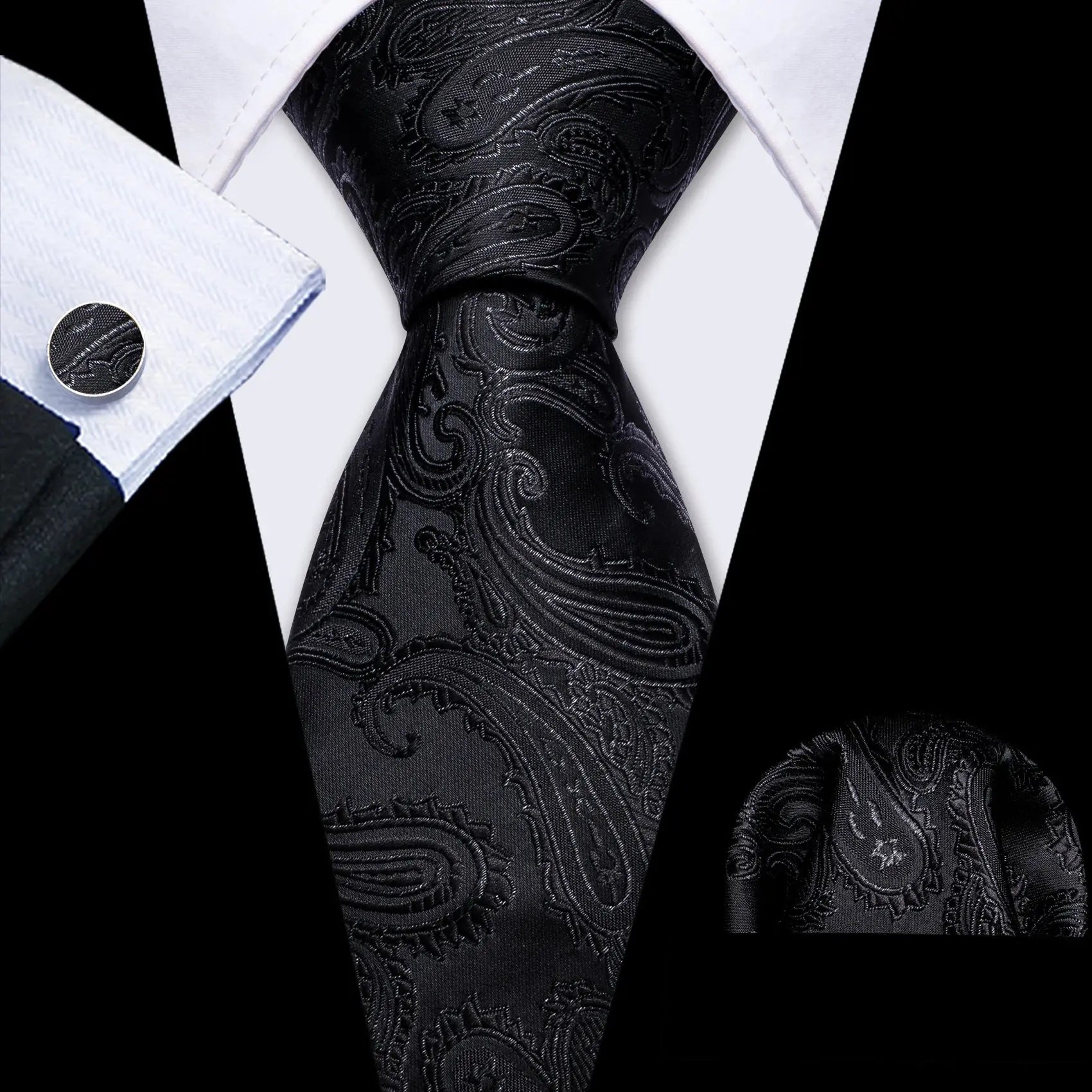 Elegant black silk tie set designed for confident men
