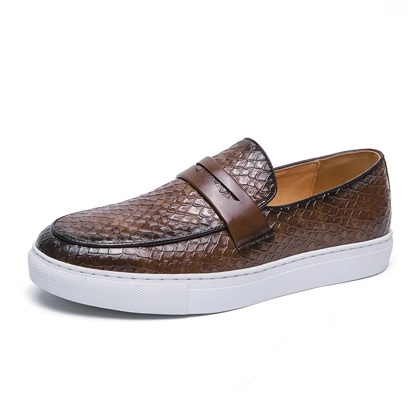Back view of slip-resistant leather loafers for men