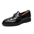 Stylish croc-embossed loafers with latex foam insole for cushioned support.