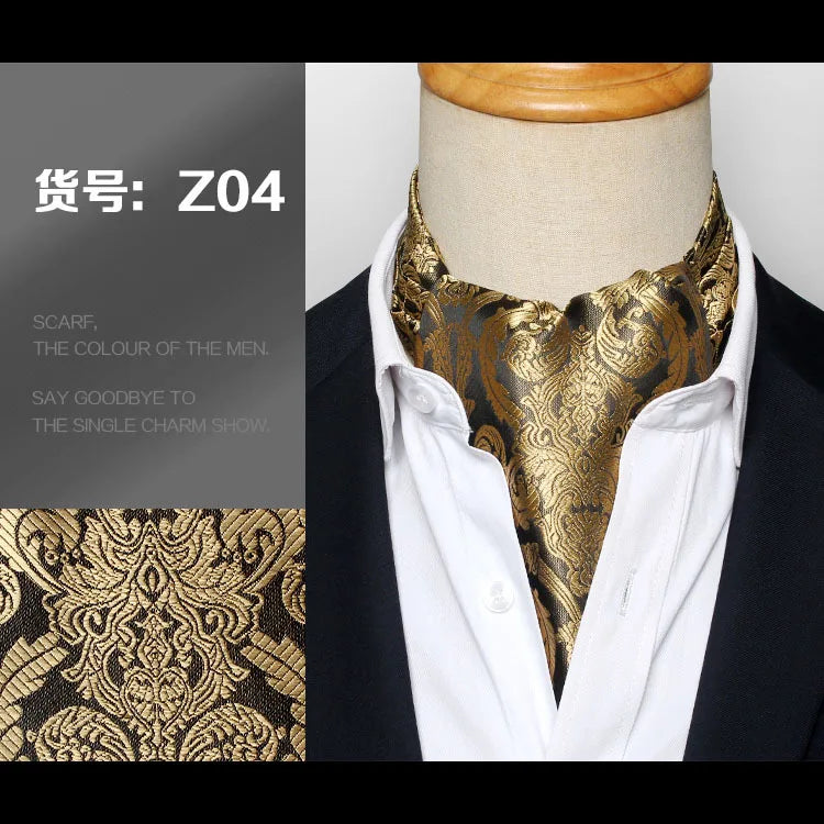 Luxurious polyester ascot tie with polka dot motif