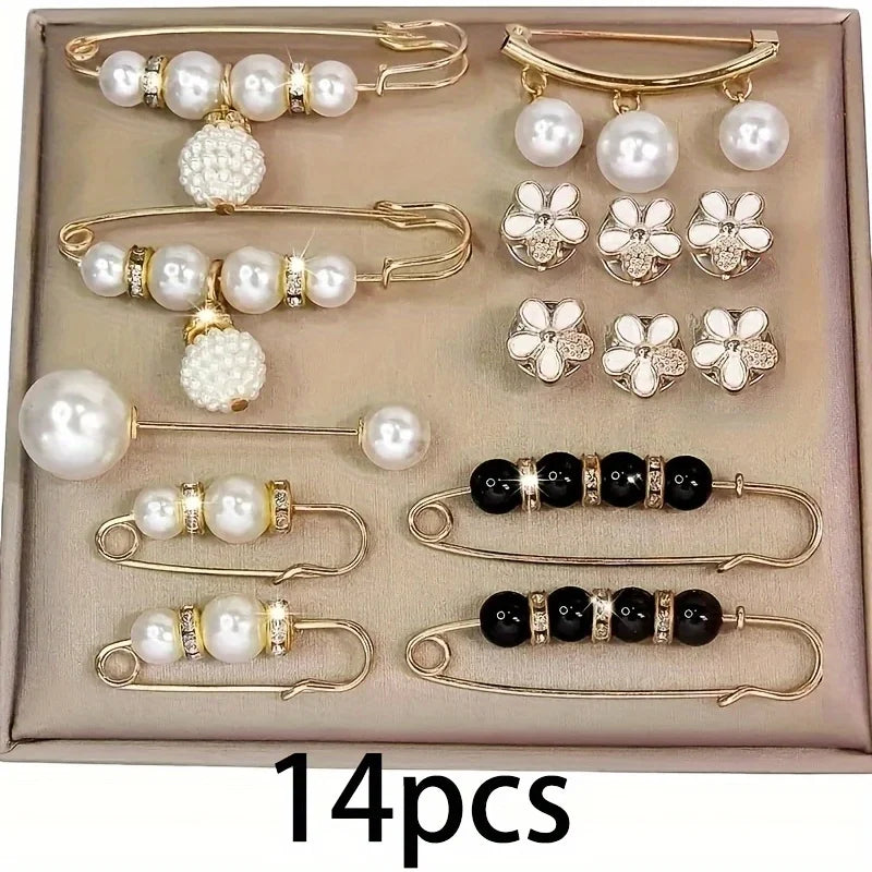 Set of faux pearl brooches with irregular shapes for a sophisticated look.