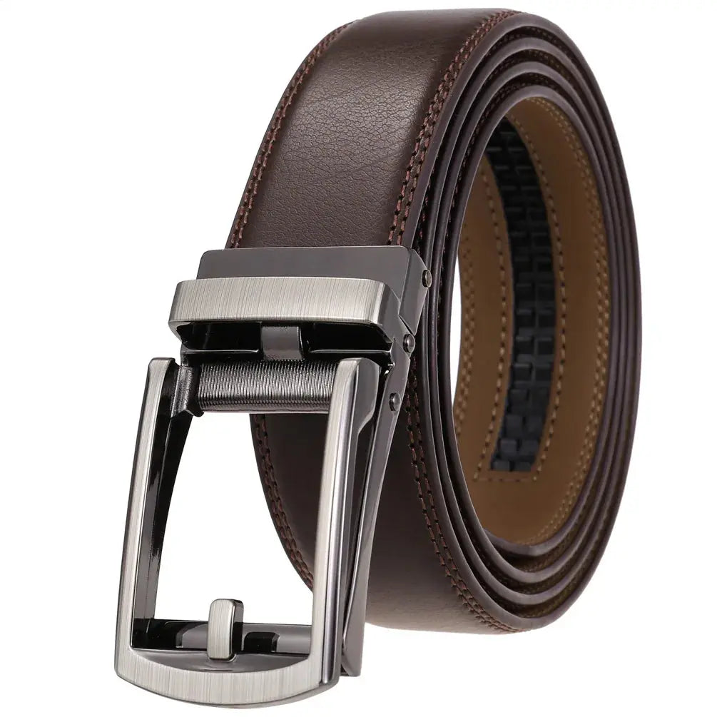 Durable leather belt with a seamless design for a refined appearance.