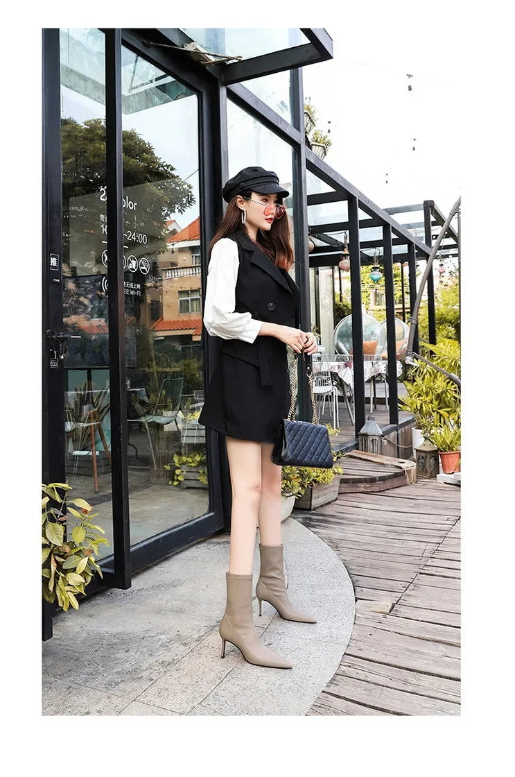 Pointed toe stiletto boots perfect for fall and spring wardrobes