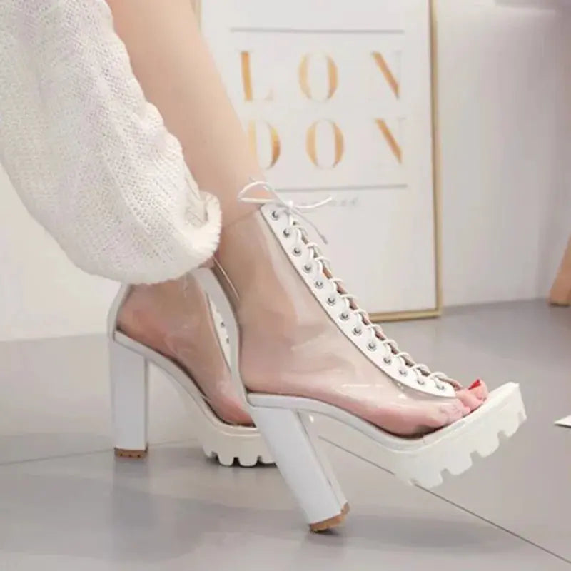 Robust rubber outsole of clear sandals designed for durability and grip.