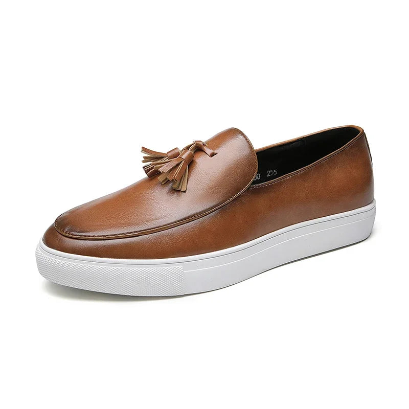 Professional leather slip-ons for men showing elegant profile