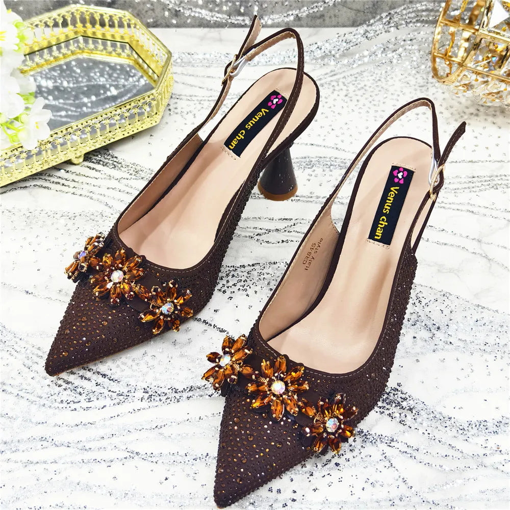African Rhinestone Designer Wedding Shoes for Women