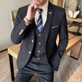 Elegant wedding suit in navy blue, crafted from durable polyester for a timeless appeal.