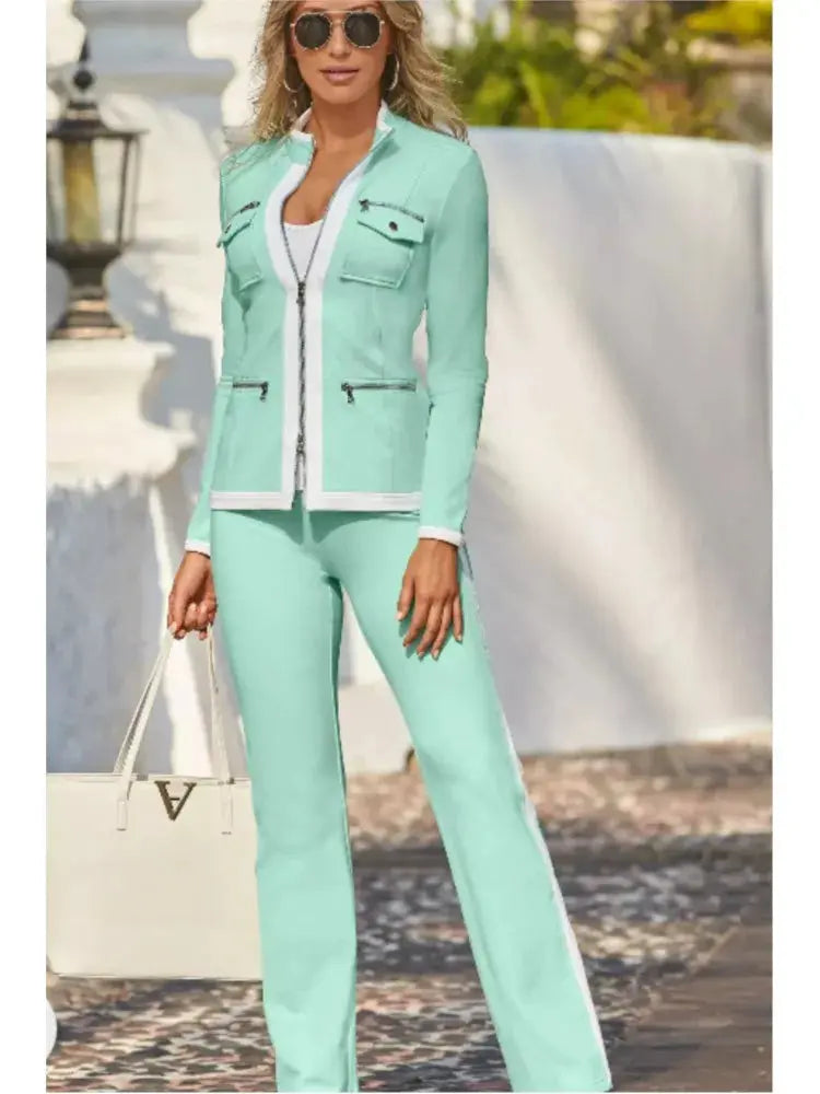 Elegant straight-leg pants that resist creasing, maintaining a pristine look.