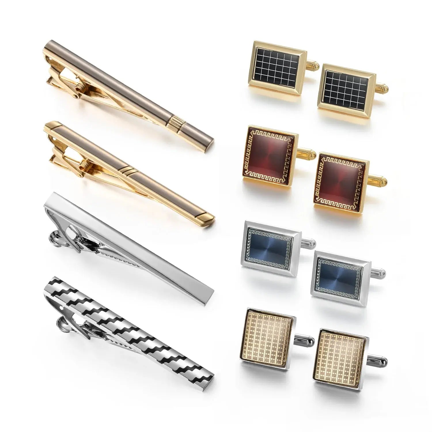 Luxury men's gift set including tie clips and cufflinks for special occasions.