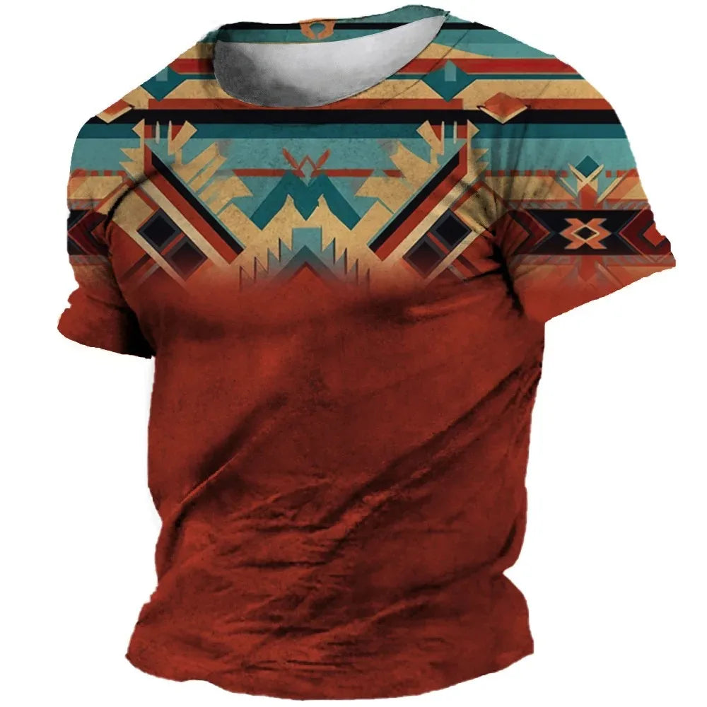 African Print Hip Hop Round Neck Short-Sleeve T-Shirt