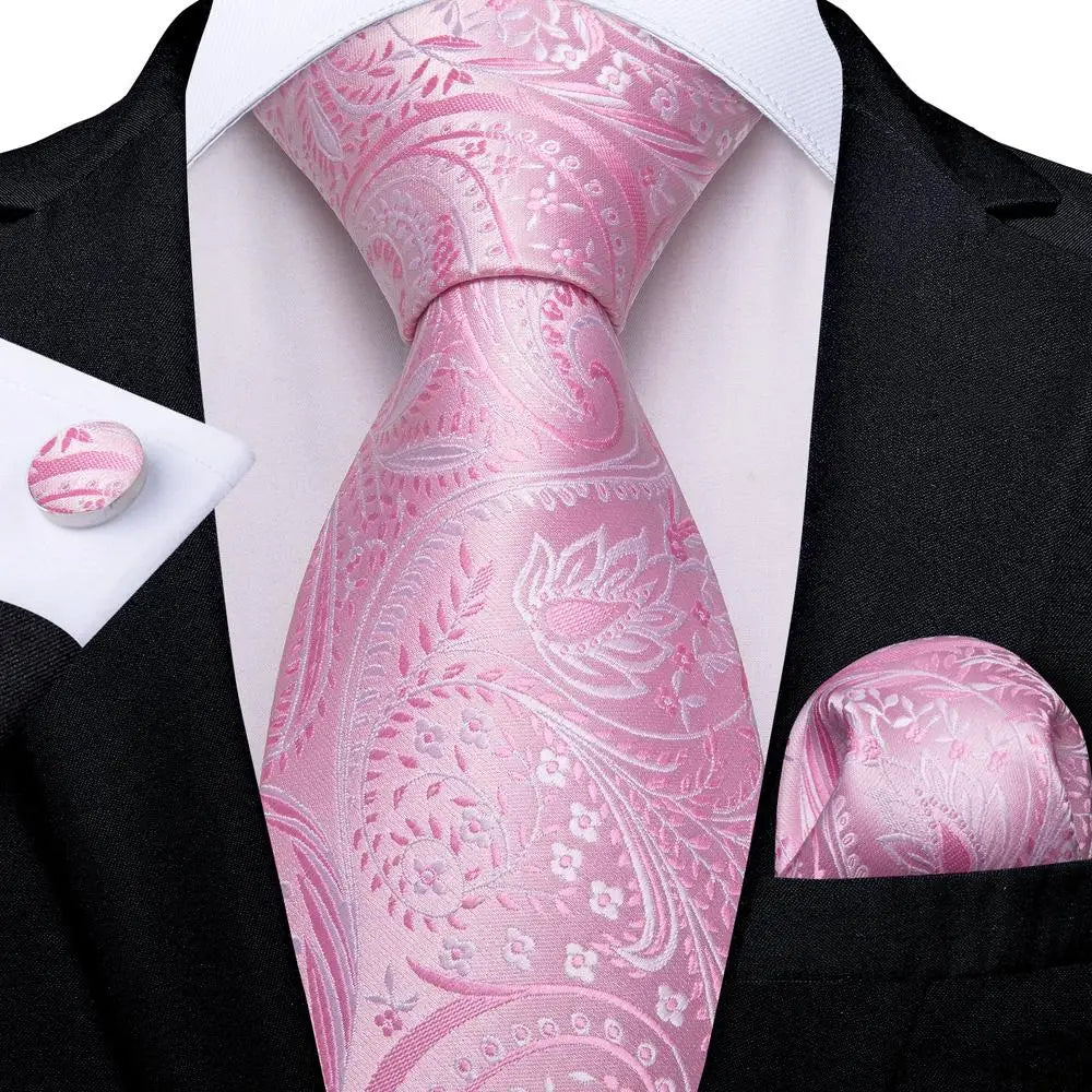 Sophisticated paisley tie and cufflink set in rich burgundy navy or emerald green colorways
