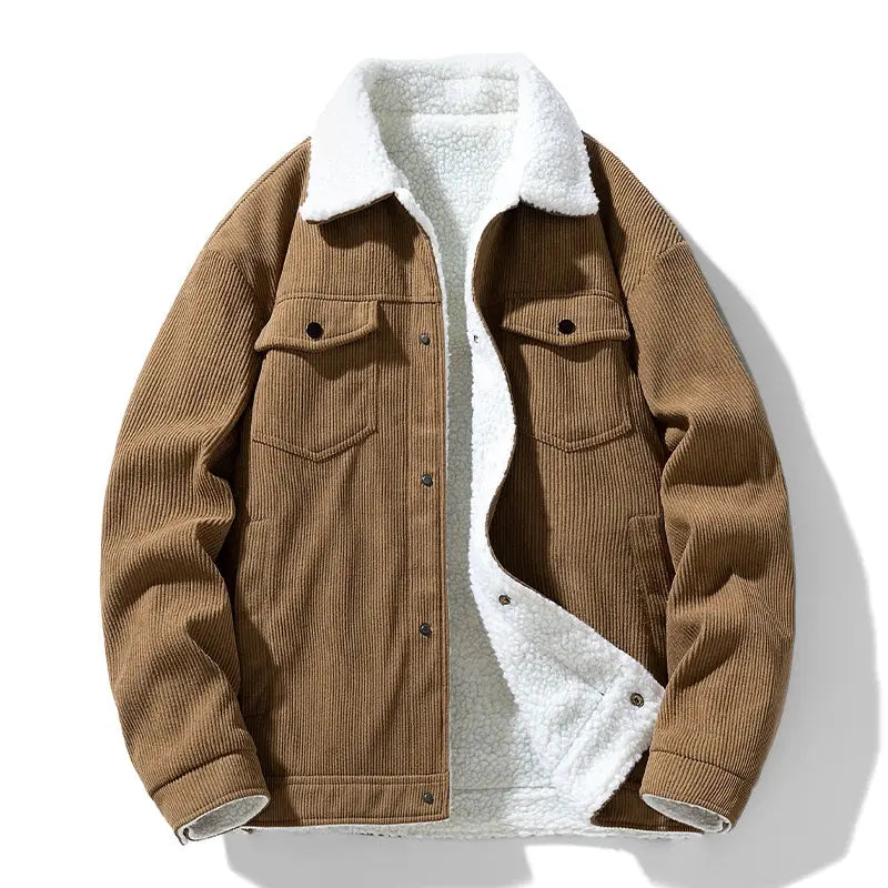 Winter's Embrace jacket displayed on a hanger, highlighting its sleek lines and elegant design.