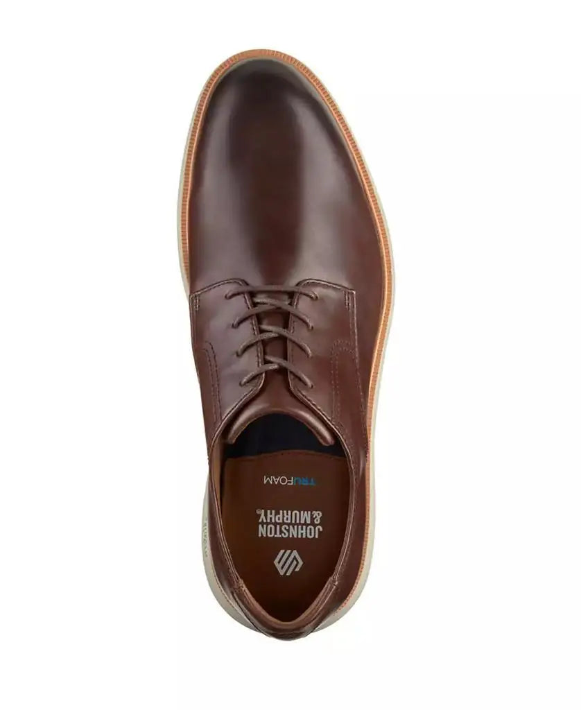 Classic mahogany leather dress shoes with removable cushioned footbed and flexible rubber sole