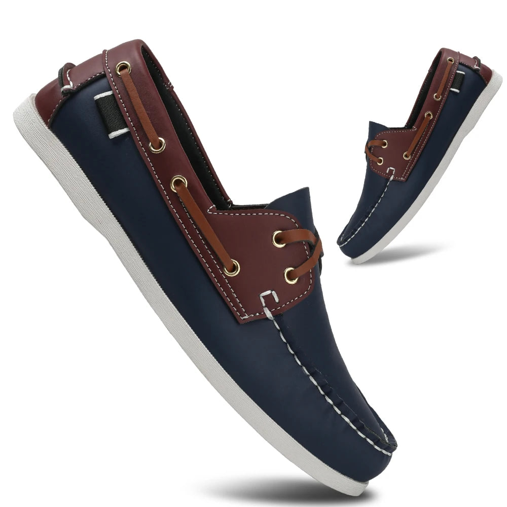 Top view of Stride Easy loafers showcasing clean apron toe silhouette and solid pattern