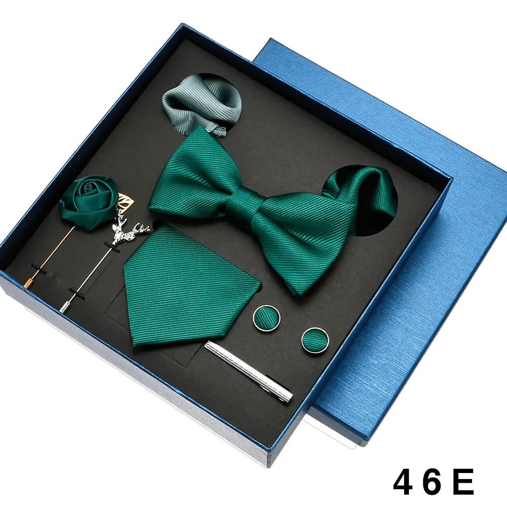 Elegant polyester silk necktie set with coordinating accessories for weddings