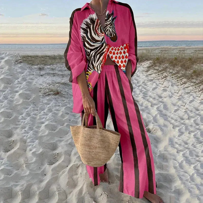 Chic and breathable two-piece set for warm summer evenings.