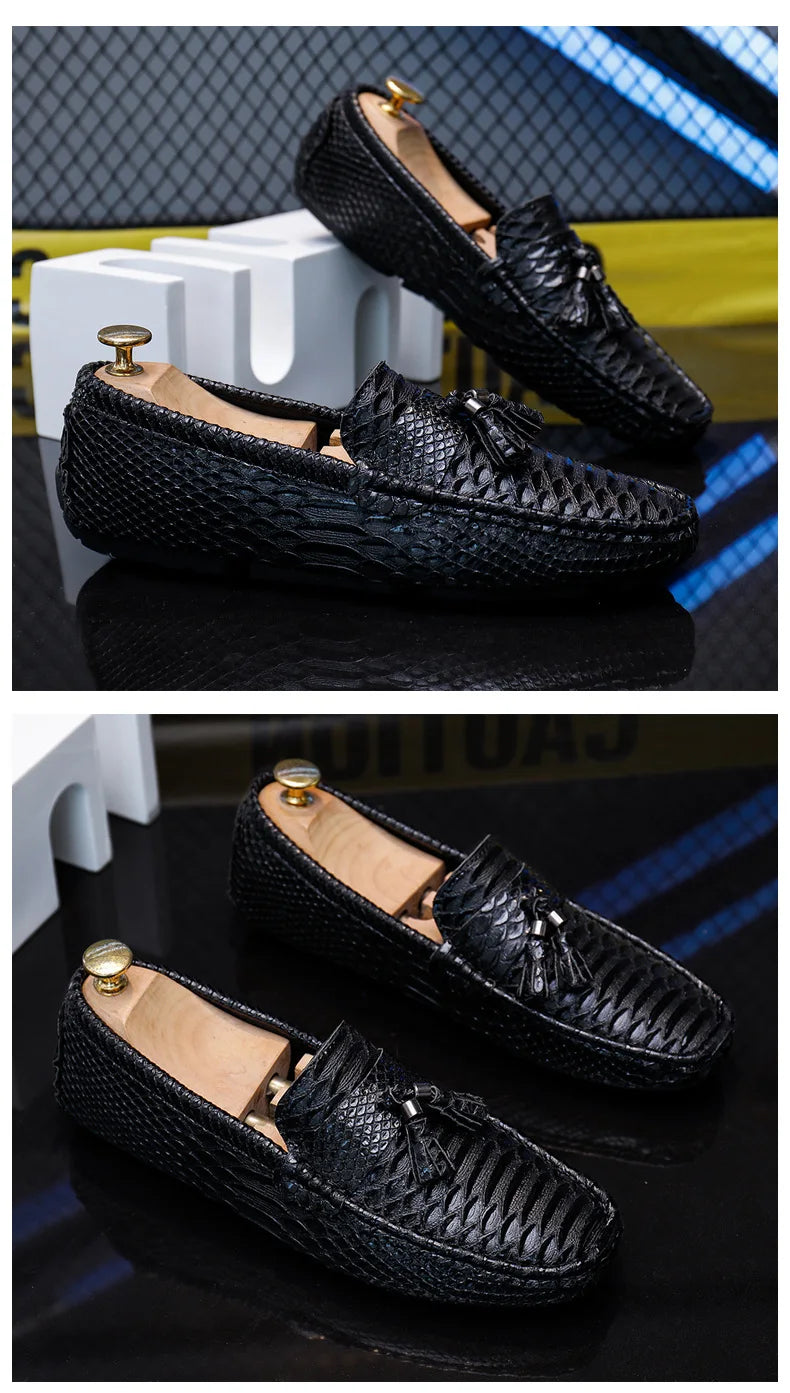 Brown leather loafer with water-repellent treatment and comfortable cushioning
