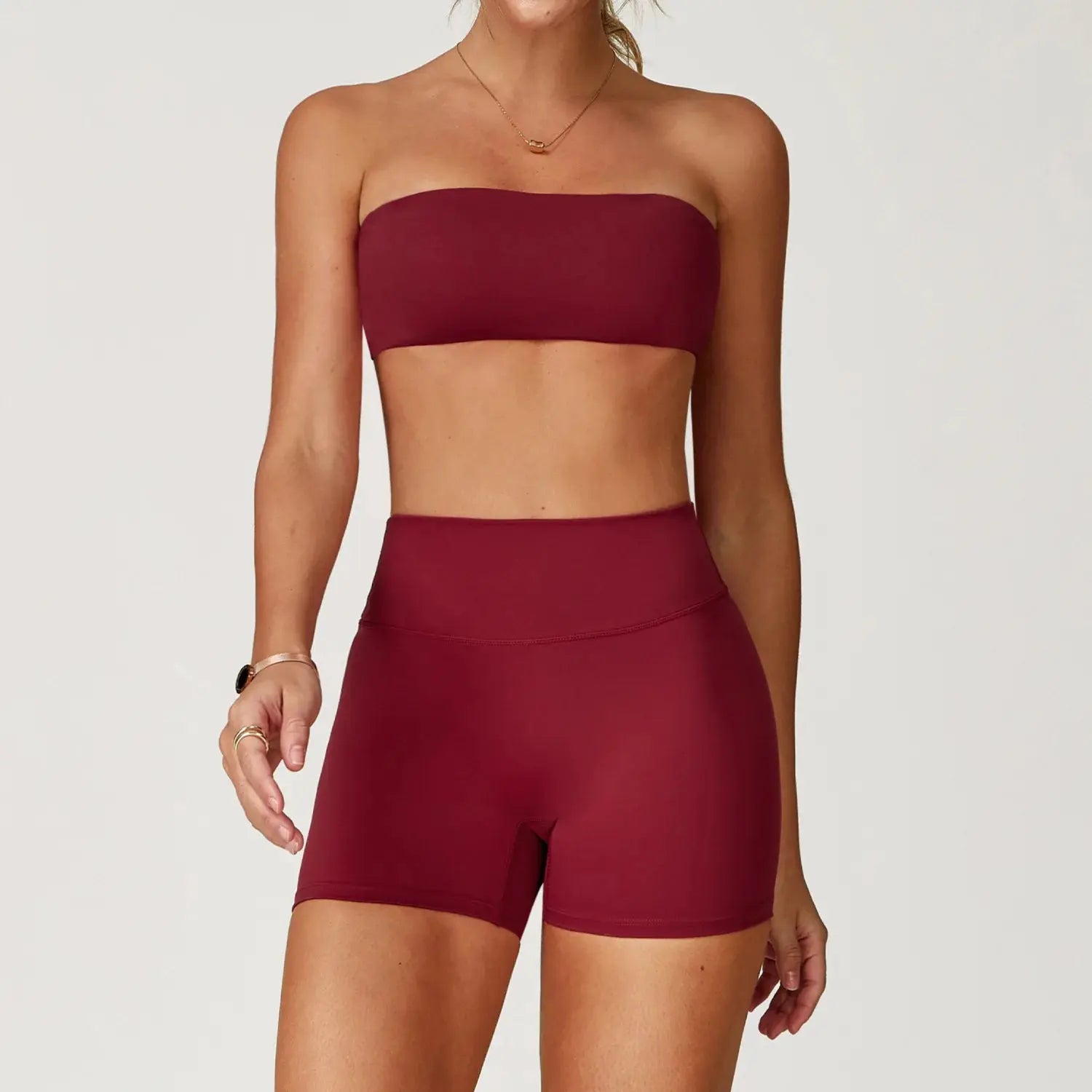 Detail shot of the Seamless Comfort shorts, focusing on the hip-lifting feature.
