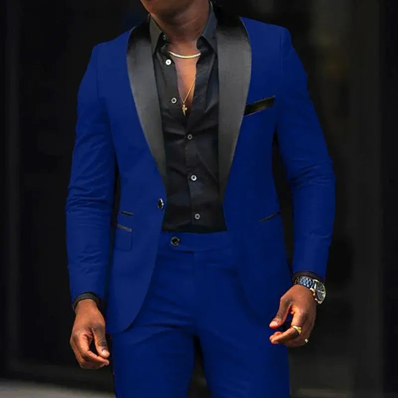 Men's luxury suit in dark blue, perfect for professional outfits.