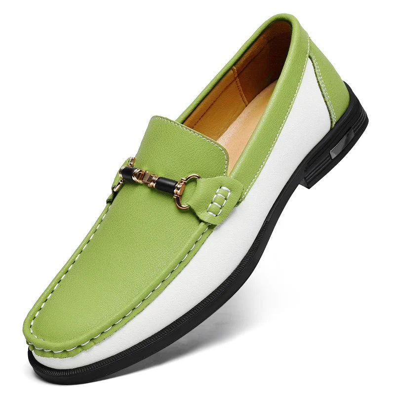 Side view of men's leather driving loafers with effortless slip-on design