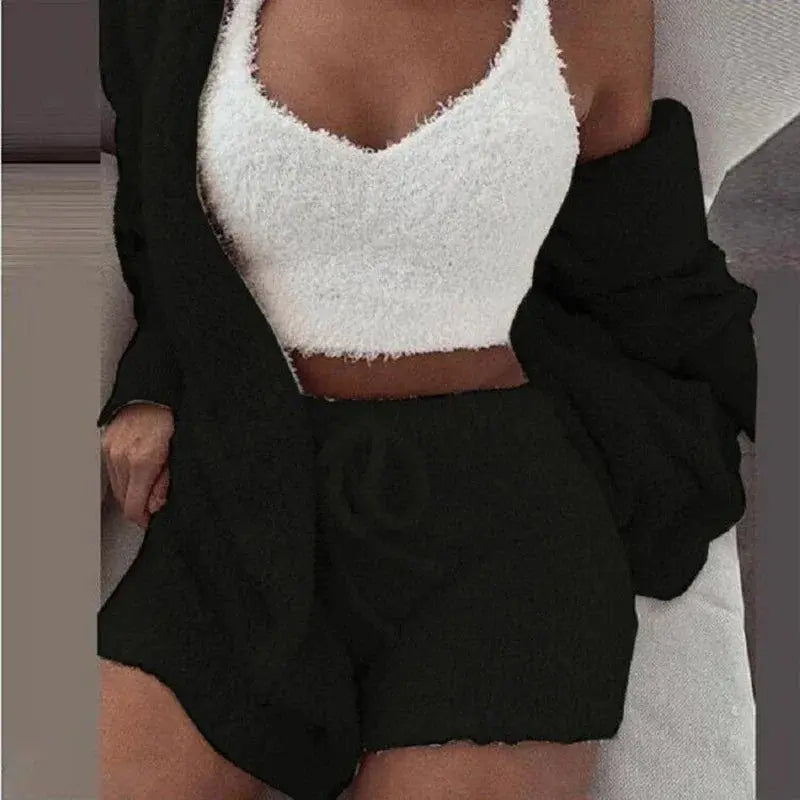 Stylish shorts from the Winter Nights Whisper pajama set, designed for comfort and chic lounging.