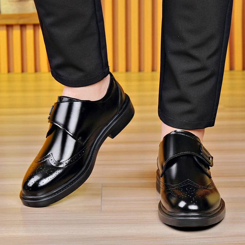 Elegant Italian dress shoes in dark brown, perfect for business attire.