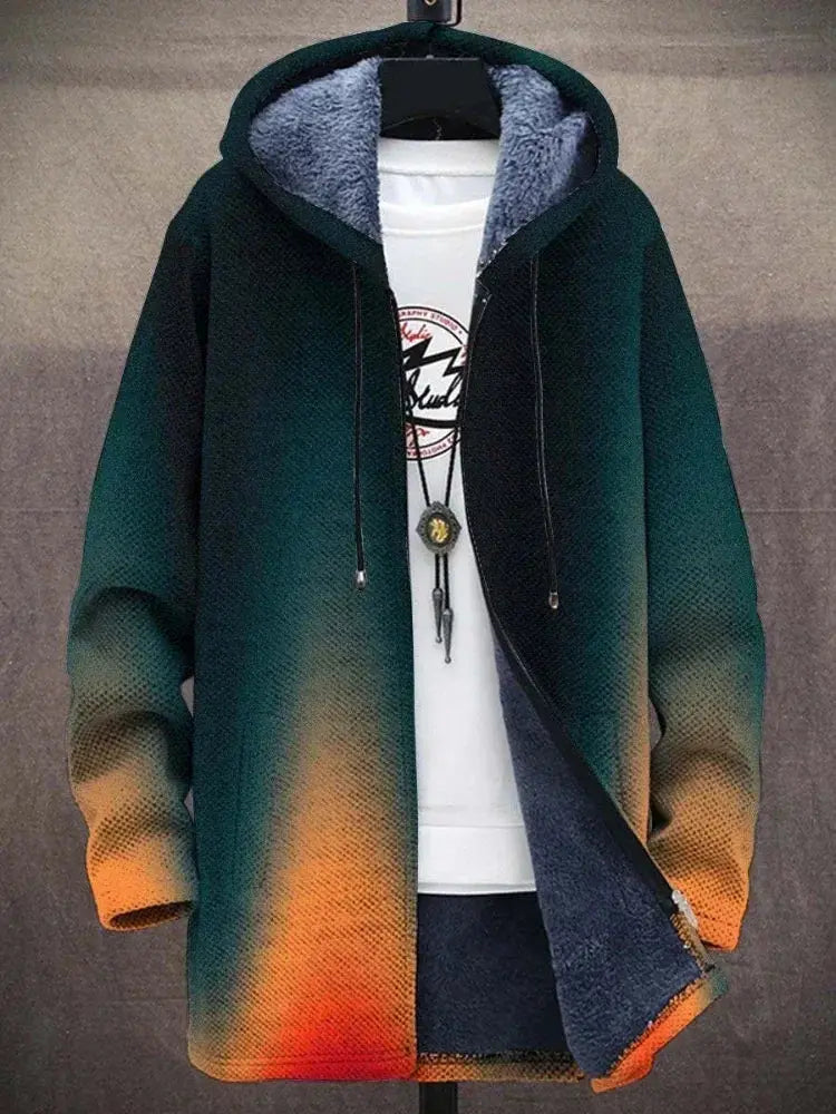 Detail shot of the plush thickness of the winter coat's interior.