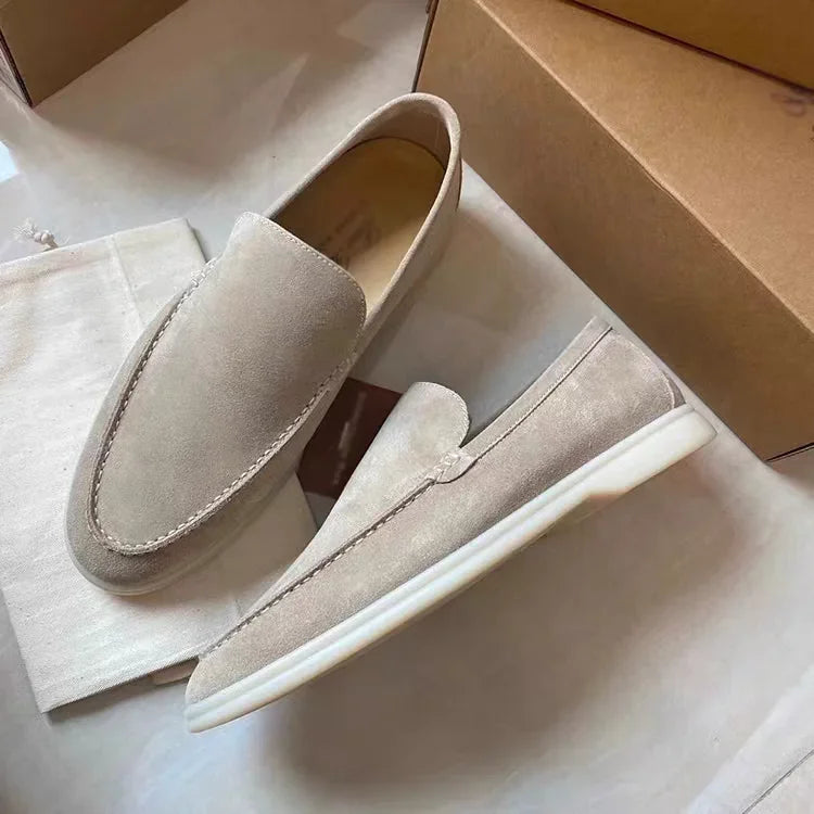 Comfortable leather loafers worn with chinos demonstrating versatile smart-casual styling options