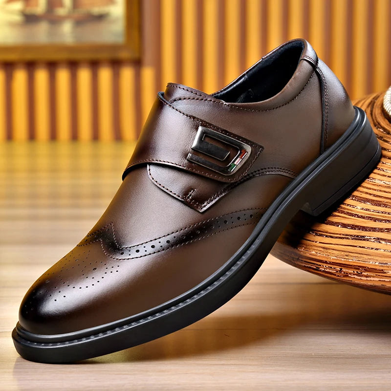 Sleek black Italian dress shoes with a polished finish for formal occasions.
