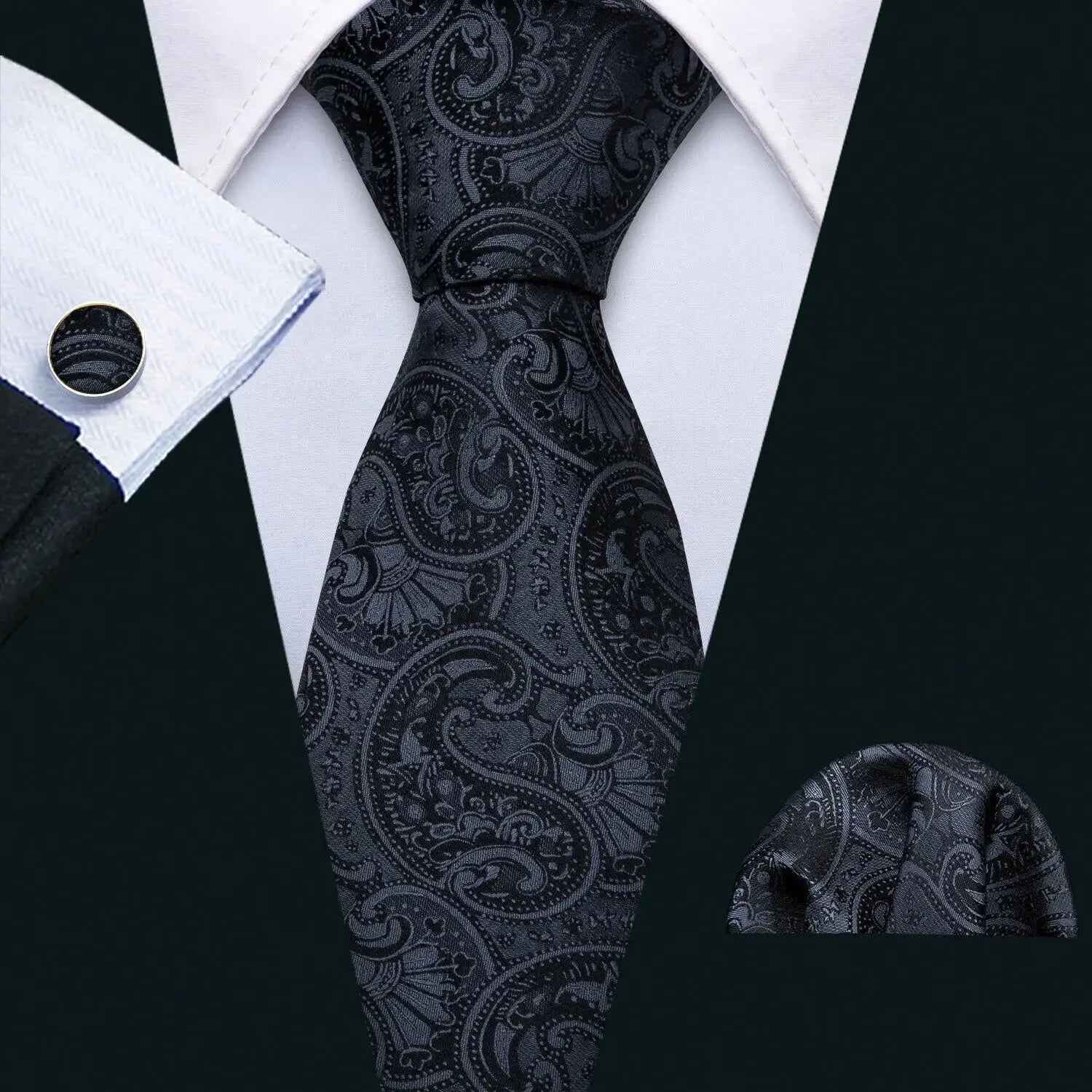 Versatile black tie set perfect for boardroom presentations