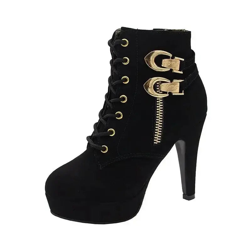 Model wearing Nightfall Glamour Ankle Boots, demonstrating their stylish appeal.