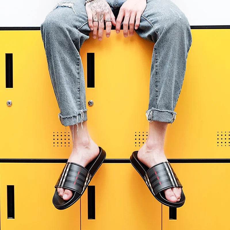 Side view of Breeze Through Summer sandals highlighting breathable materials.