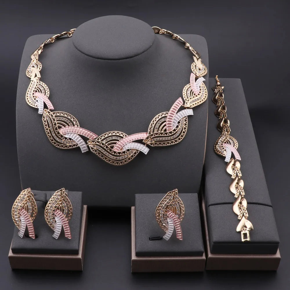 African Dubai Multicolor Necklace & Earrings Jewelry Set