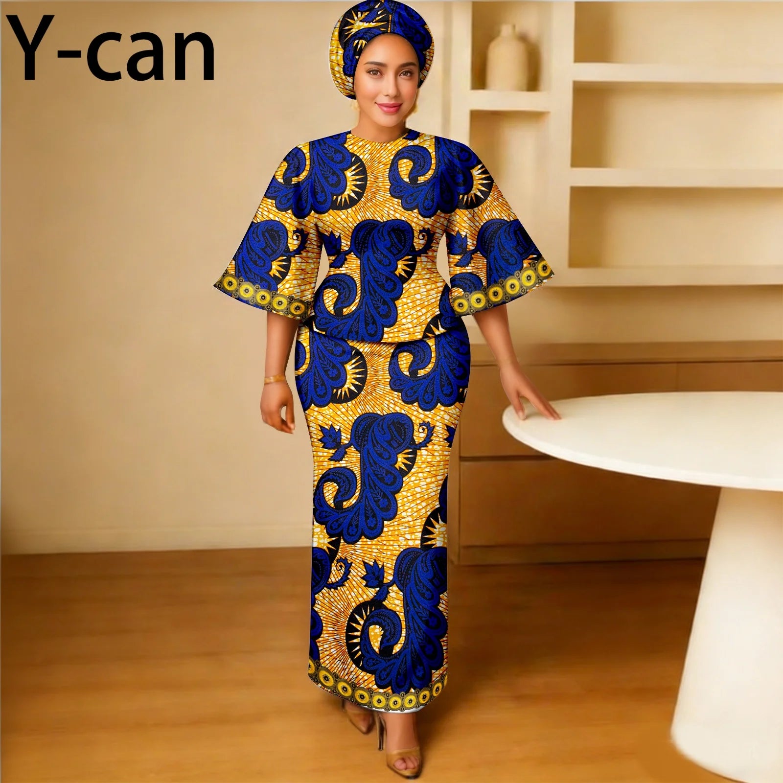 African Traditional Outfits for Women Luxury Top and Slim Fit Skirt Set Bazin Riche Attire for Party Wedding 2626011