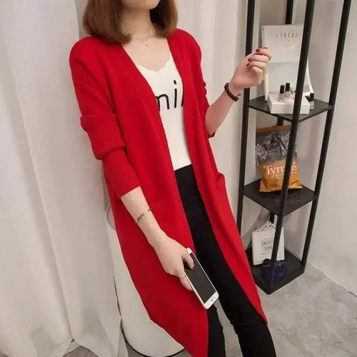 Autumn Whisper Cardigan in soft cotton blend, showcasing a chic V-neck design.