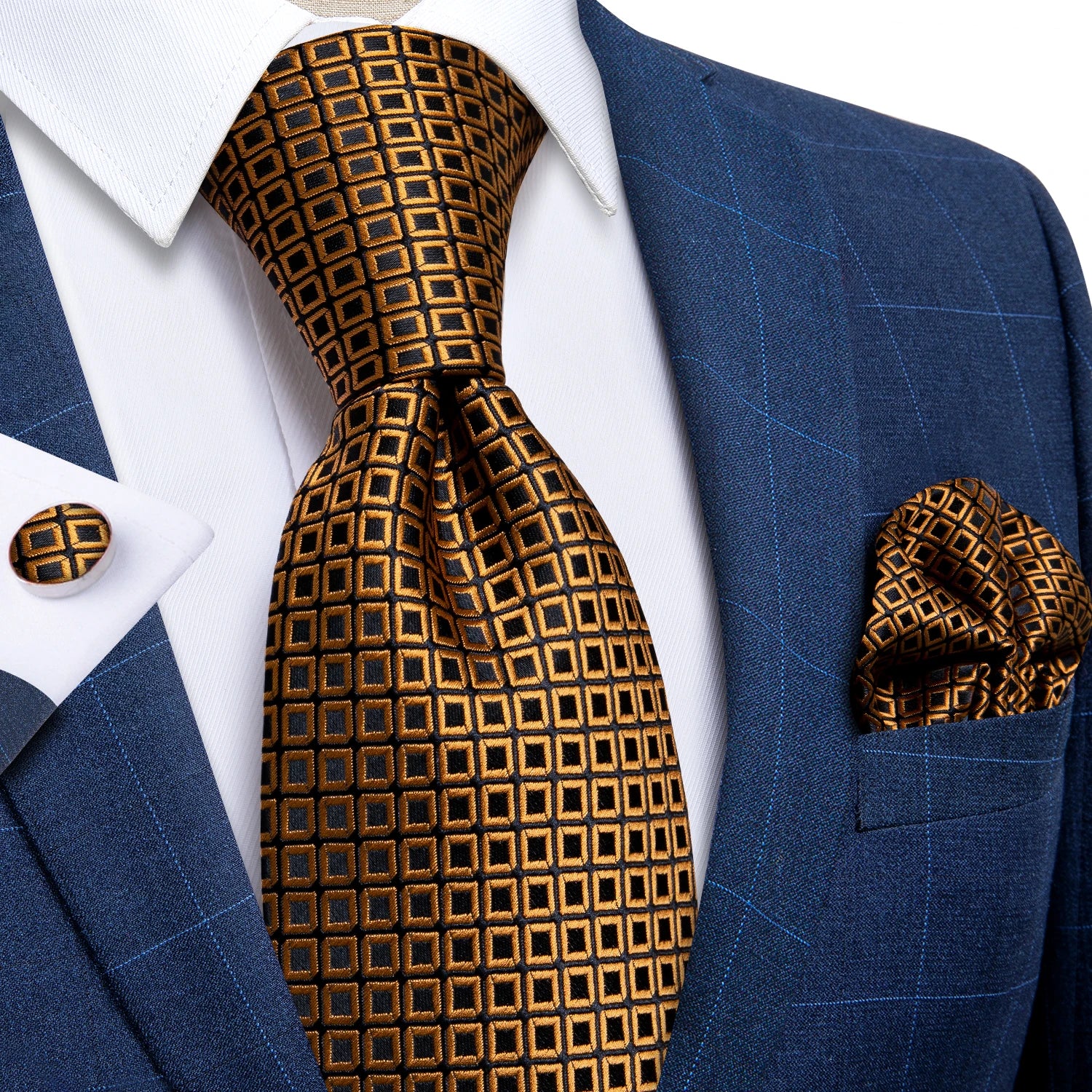 Formal silk tie set displaying traditional paisley craftsmanship detail