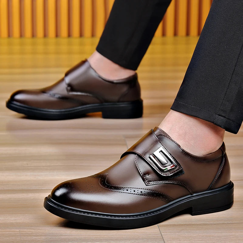Side view of stylish Italian dress shoes highlighting their streamlined design.