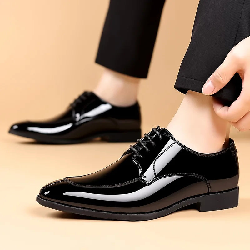 Durable patent leather shoes crafted to maintain appearance through frequent use.