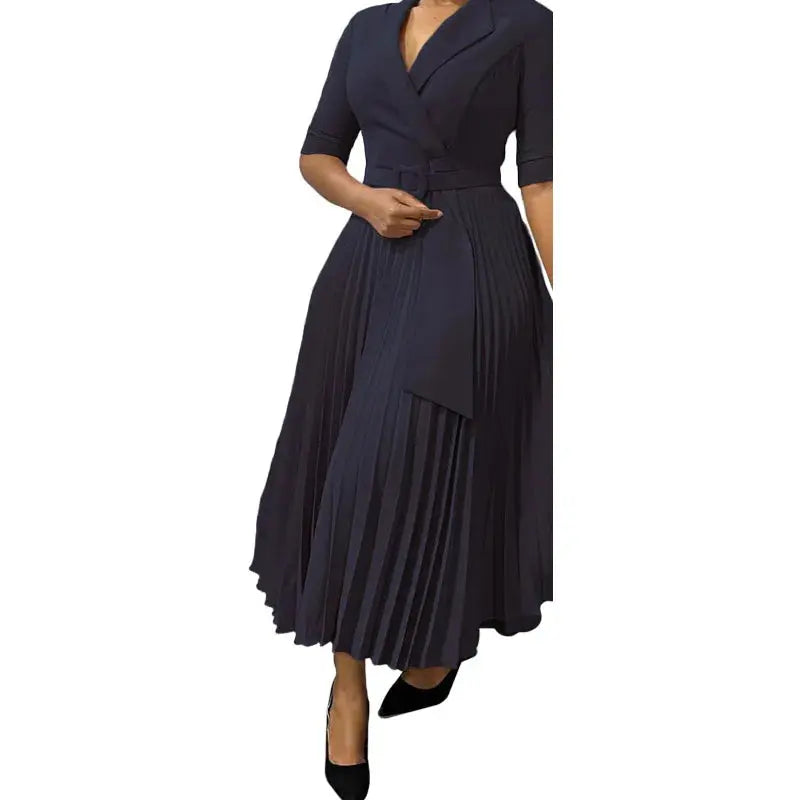 Model walking in the dress, demonstrating fluid motion and all-day comfort.
