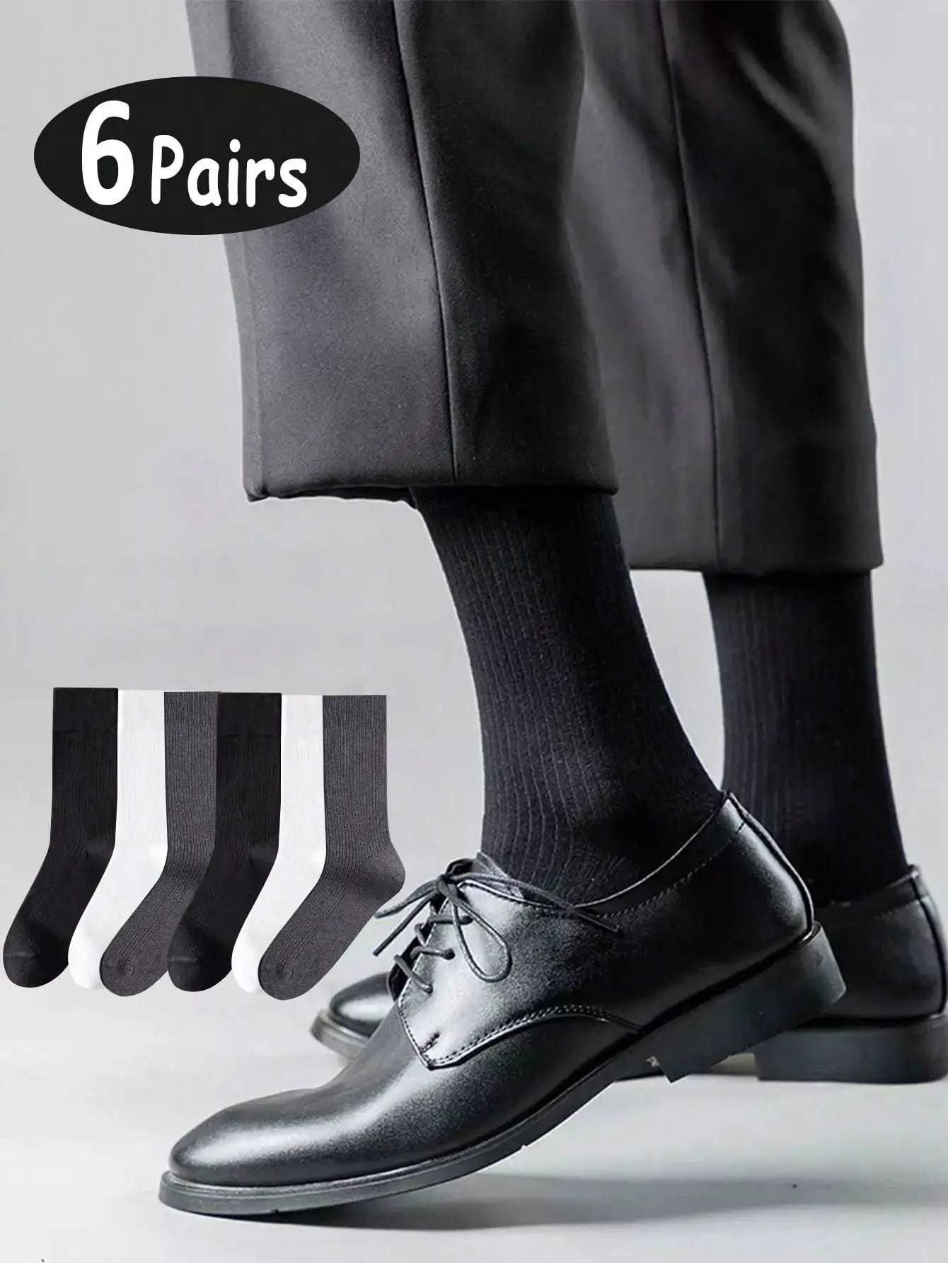 Sleek black dress socks made from premium fabric for a luxurious feel.